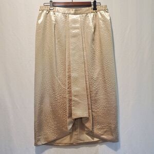 NUBIANO NY Metallic Gold Skirt With Animal Skin Print Sz 14 High Low